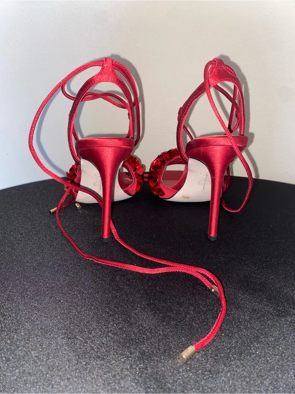 Jessica Simpson Red Embellished Lace-Up Women's Heels